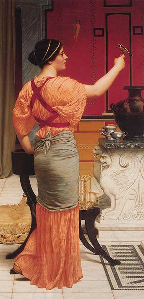 John William Godward Lesbia with her Sparrow China oil painting art